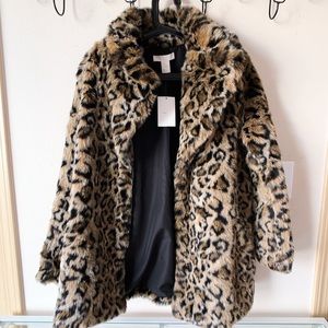 H&M Faux Fur Leopard Coat